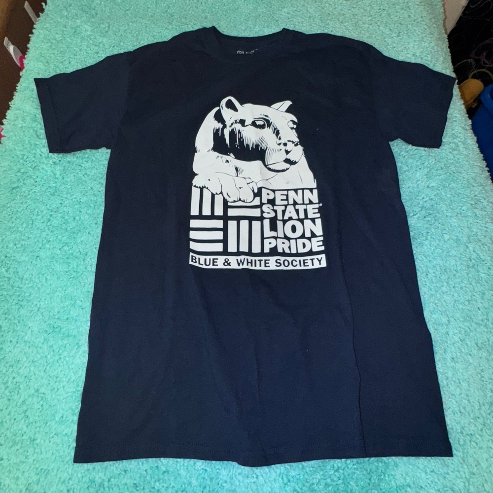 Penn‎ State Lion Pride T-Shirt Blue & White Society Gildan DryBlend